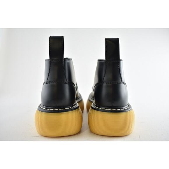 Bottega Veneta Swell Black Leather Rubber Lug Sole Lace Up Tie Ankle Boots 37 - Picture 10 of 11